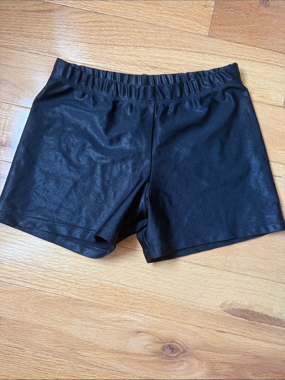 Destira Black Women's Shiny Stretch Gymnastics Shorts